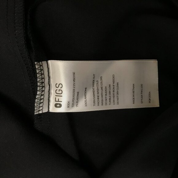 FIGS -WOMEN'S XXS - BLACK SHORT SLEEVE V NECK TECHNICAL UNIFORM TOP - Picture 8 of 8